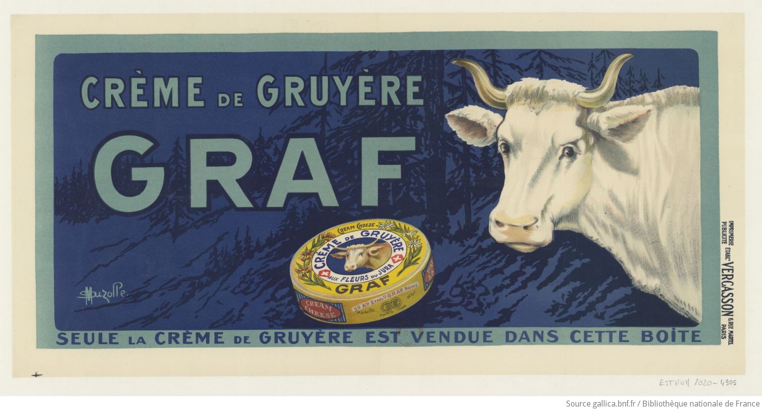Affiche vintage de fromages de la Bibliothèque nationale de France Gallica.bnf.fr